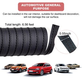 KVAEY Car Interior Trim Strips, Automotive Flexible Leather Moulding Line for Door Panel Gap, Universal DIY Decorative Dashboard Line Strip Fit Cars Trucks SUVs, Car Accessories (Black)