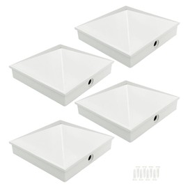 FGUYOHU 6x6 White Fence Post Caps Powder-Coated Aluminum Pyramid Deck Caps for 6x6 Nominal Outdoor Wood Posts (Actual/True 5.5" x 5.5") Durable and Stylish Cap Cover 4 Pack