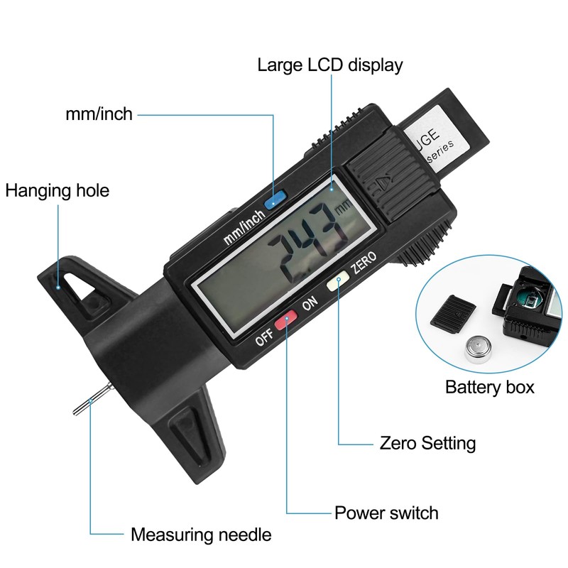 Gvolatee Tread Depth Gauge for Tyres, Tyre Tread Depth Gauge,