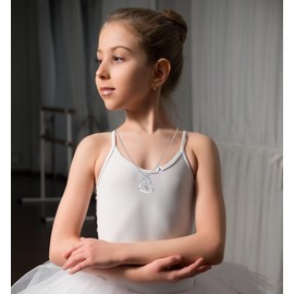 BAOWING Ballerina Ballet Necklaces Gifts for Little Girls,Dancer Recital Gifts for Teens Girls Heart Initial Letter Jewelry Pendant for Kids Girl Children Women Silver R