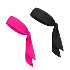 Head Ties Headband for Men & Women (2 Pack) Sport Headbands Adjustable Hair Band Scarf Wrap Bandana for Tennis Basketball Soccer Running Workout Yoga Gym Cycling Fitness Under Helmet Liner Headwear