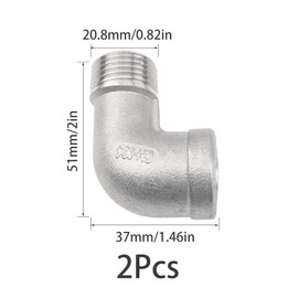 Rrina 2Pcs 304 Stainless Steel 90 Degree Street Elbow 1/2" NPT Female to 1/2" NPT Male Threaded Pipe Fittings