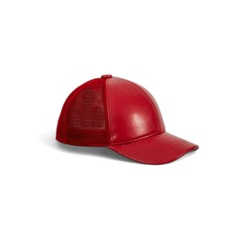 m metellıno METELLINO Leather and Mesh Baseball Hat, Summer Cap Unisex, Red, One Size