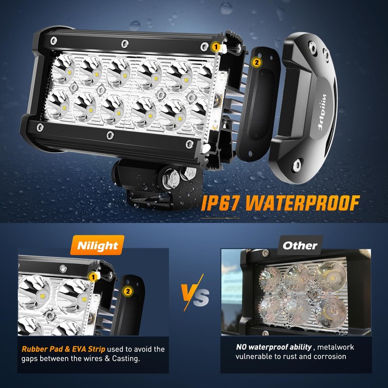 Nilight Led Light Bar 2PCS 36w 6.5Inch Spot Off Road
