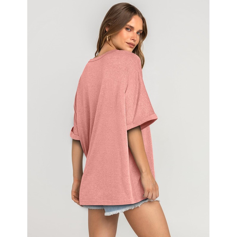 UEU Summer Oversized Tops for Women Crewneck Loose Fit T-Shirt