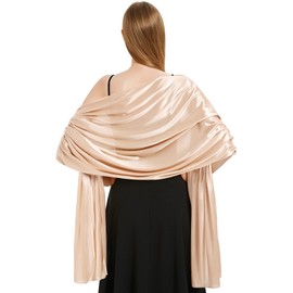 heekpek Ladies Satin Scarf Wedding Shawls and Wraps Womens Silky Scarf Lightweight Evening Party Dresses Bride Bridemaid Scarf, Champagne, One Size