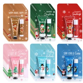 48 Sets Colorful Christmas Gift Bulk Hand Cream and Lip Balm Set