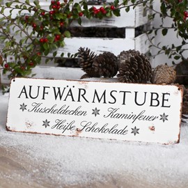 Shabby Vintage Metal Sign Tin Sign Warming House [SW] Christmas Winter