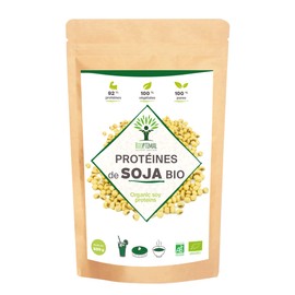 Soy Protein Organic - Bioptimal - 92% Protein 17% BCAA - High Digestibility - Energy Muscle Building - Powder from Organic Soybeans - 100% Pure - Packed in France - Ecocert Certified - 500 g