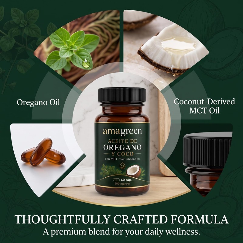AiVitality Amagreen Aceite Oregano y Coco - 60 Softgels, Oregano