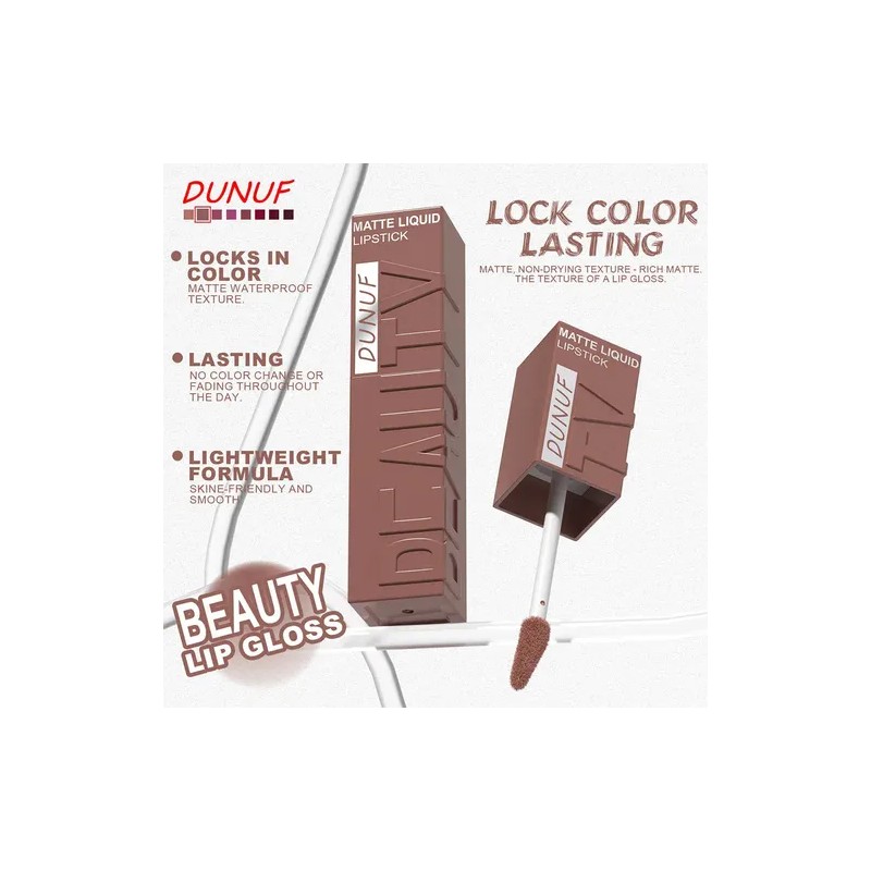 Dunuf 1pc Brillo De Labios Mate Y A Prueba De