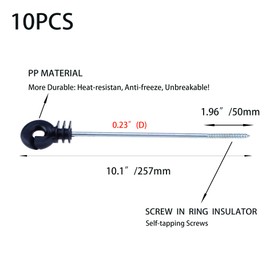 Tighall 10Pcs Long Electric Fence Insulator Screw-in Insulator Fence Post Wood Post Insulator Wire Insulators for Electric Fence Wood Post