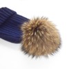 Winter Knit Beanie Hat with Real Fox Fur Pom Pom