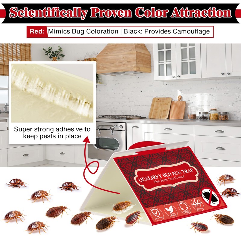 Qualirey 24 Pack Bed Bug Traps, Non Toxic Bedbug Detector