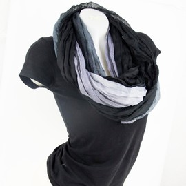 Gloop Women's Scarf Light Loop Scarf Tube Scarf with Colour Gradient Various Colours, Light grey-dark grey loop scarf