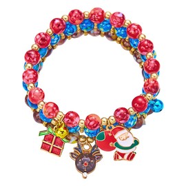 TOFBS Women's 3 Piece Christmas Elegant Set Alloy Colourful Acrylic Bead Bracelets for Her Women Girlfriend Christmas Gifts, Alloy and acrylic, Alloy and acrylic
