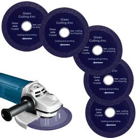 5 Pcs Glass Cutting Disc for Angle Grinders, 4" Tile Cutter Blade, Ceramic Cutting Saw Bladewheel, Diamond Chamfered Saw Blade for Grinding Glass, Tiles, Wine Bottles, Jade, Crystal, Agate, Jadeite