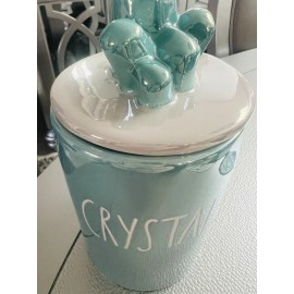 Rae Dunn Candle CRYSTAL 13.2oz Crystal Marines Scented Iridescent Teal Ceramic
