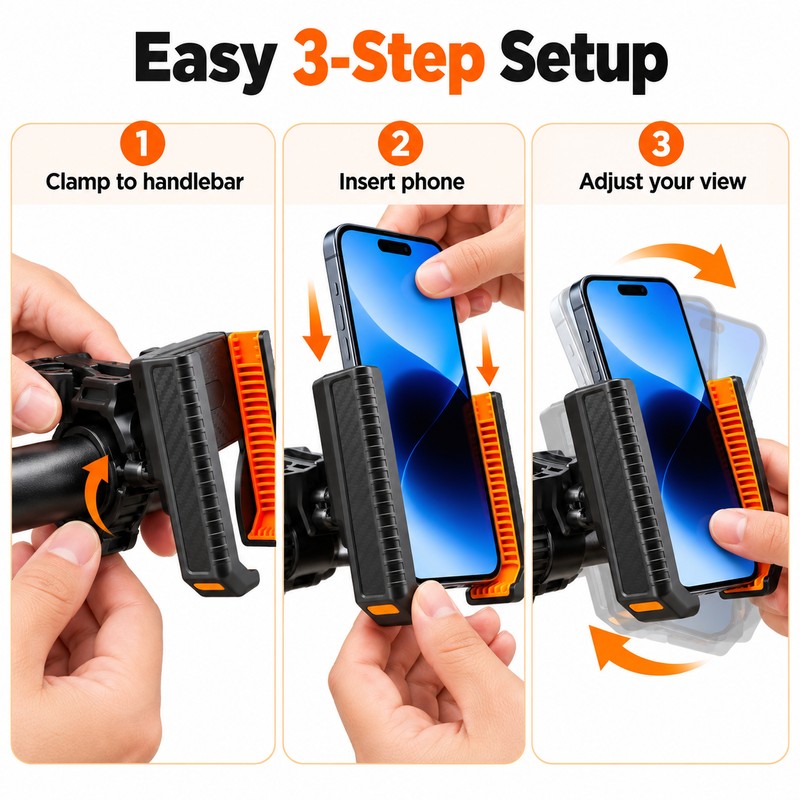 Golf Cart Phone Holder for Hands-Free Viewing – 360° Rotating