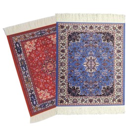 Alfombrilla para mouse con diseño de alfombra, paquete de 2 alfombras tejidas estilo bohemio para decoración de mesa