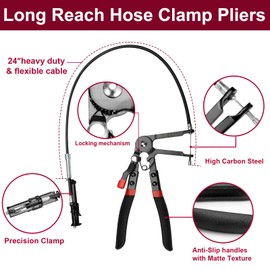 BETOOLL 9pc Hose Clamp Pliers, Professional Automotive with Flexible Wire Long Reach, Clic R Type Swivel Jaw and Flat Band Pliers for Coolant Radiator Heater/Water Hose (Red/Black)