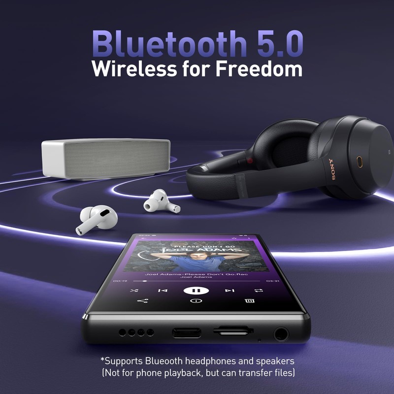 AGPTEK 128GB MP3 Player with Bluetooth and WiFi, T09 5''