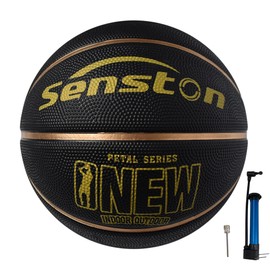Senston Kids Basketball Size 5 with Pump,Basket Ball Game Indoor/Outdoor Street Basketball for Children (Black)