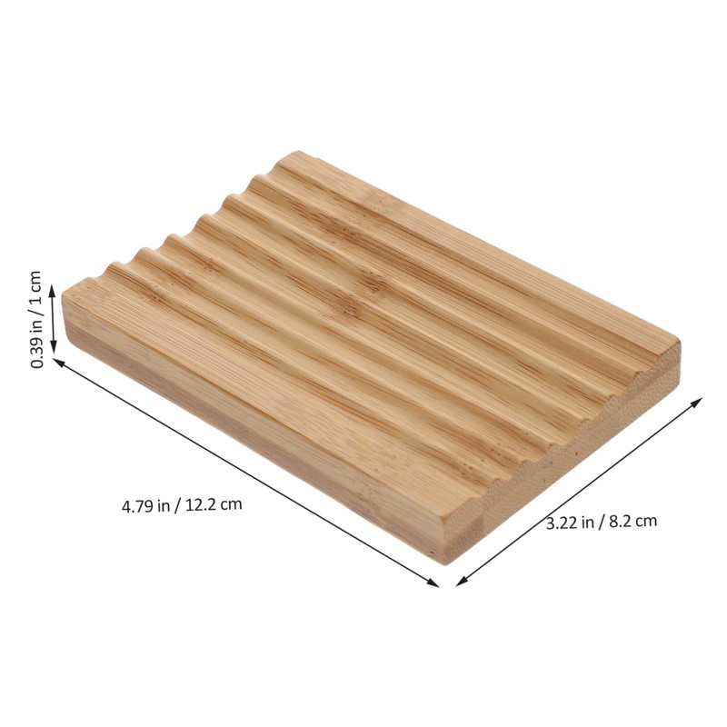 iplusmile Bamboo Soap Dish Set 2pcs Wave-Shaped Soap Holder Drainage