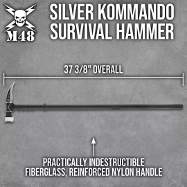 M48 Silver Kommando Survival Hammer, Stainless Steel Head, 37 3/8" Overall