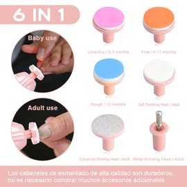 Lima de uñas bebe, VOICEPTT Set de Cuidado de uñas para Bebés 10 en 1, Pulidor de uñas para bebés Cortaúñas Versátiles con Luz LED