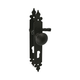 Amig - Door Handle Set 106pb90 | Antique Style | Zamak Material | Door Opener | For Door with Mortice Lock Backset 30 mm | Vintage Hinges Compatible, Black/White, 90 mm