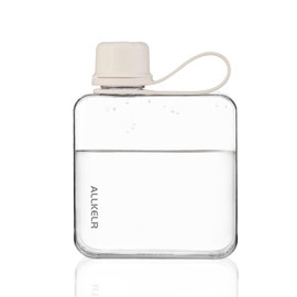 ALLKELR Portable Flat Water Bottle,BPA Free Reusable Tritan Plastic Travel Water Bottle Cup,Lightweight Leakproof Slim Water Bottle Fits Purse,Backpacking, Hiking (White, 10.8 oz)