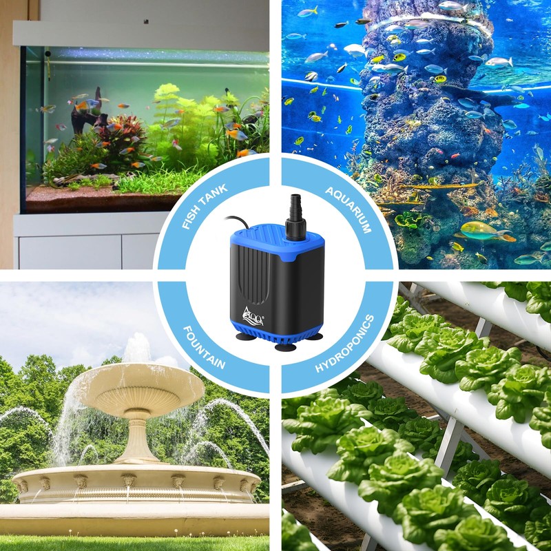 AQQA DC Aquarium Water Pump with Controller,4 Flow Adjustable,Feed Mode,IP68
