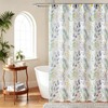 DS BATH Sage Fabric Shower Curtain, Boho Green Yellow Floral