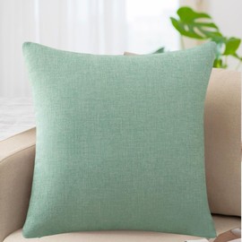 TUKUMO Cotton Linen Cushion Cover Solid Color 17.7 x 17.7 x 20.9 inches (45 x 45 x 50 cm), Square, Stylish, Scandinavian Modern, Cute, Simple, Cafe, Machine Washable, Mint Green, 17.7 x 17.7 inches