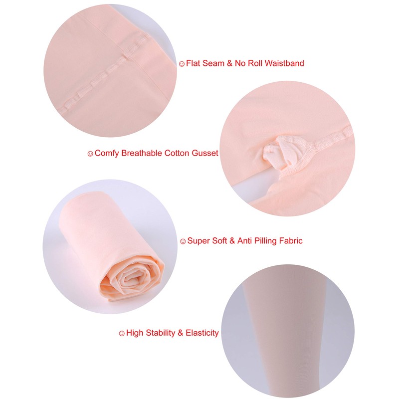 EVERSWE Girls Semi Opaque Footed Tights, Microfiber Tights (8-10, Black)