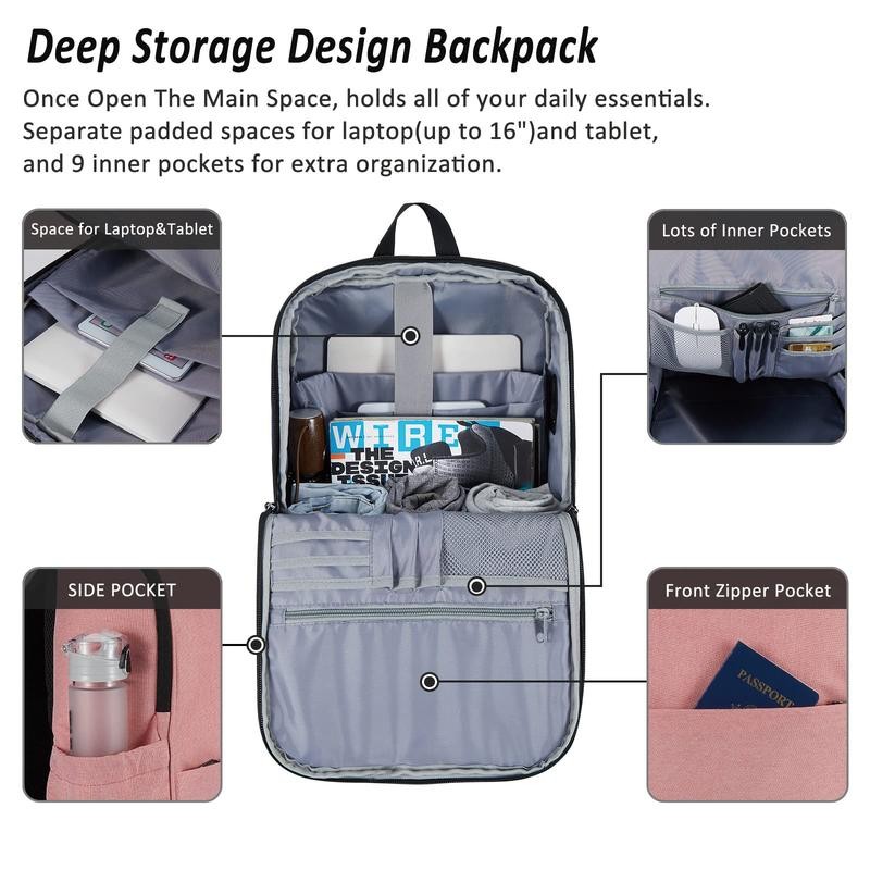 MAXTOP Laptop Backpack with USB Portand-ldeal for College, Work, Nursing,