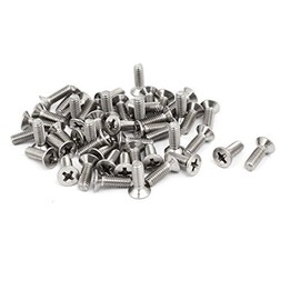 uxcell 4mmx12mm Stainless Steel Phillips Drive Flat Head Fully Thread Screws 50pcs