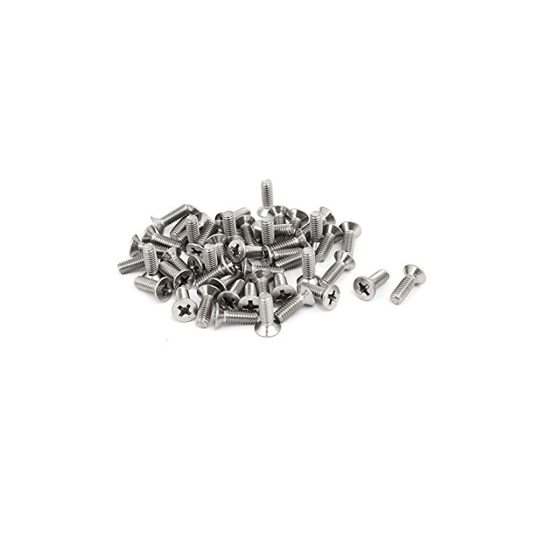 uxcell 4mmx12mm Stainless Steel Phillips Drive Flat Head Fully Thread