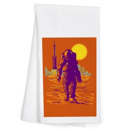 Lantern Press Astronaut and Rocket (100% Cotton Tea Towel, Decorative Hand Towel, for Kitchen and Home)
