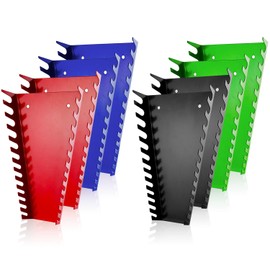 ALOANES 104-Slot Metal Wrench Organizer, Heavy Duty Wrench Organizer Tray for Tool Box, Professional Fit SAE & Metric Wrench Storage, 8 Pack Wrench Holders(4 Colors)