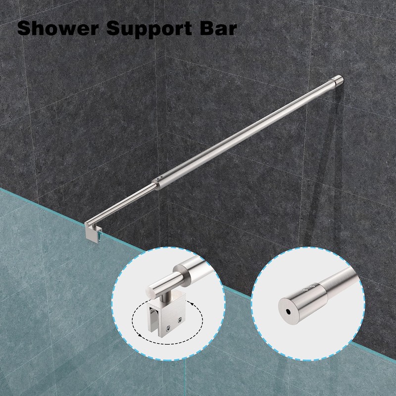 Shower Door Glass Support Bar,27.6'' to 47.2'' Shower Screen Support