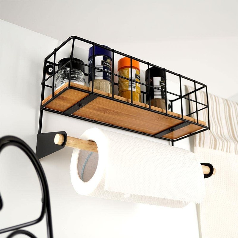 Vilde Wall Shelf Kitchen Metal with Kitchen Roll Holder Wall