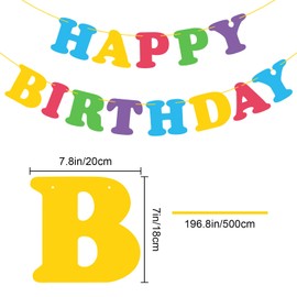 Adecortalk Colorful Happy Birthday Banner Rainbow Bunting Party Banner for Kids Boys Girls Birthday Party Decorations Party Supplies