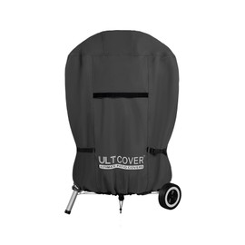ULTCOVER Outdoor Waterproof Charcoal Kettle Grill Cover for Most 18 inch Round Smoker Size Up to 23” Dia x 32” H, Black