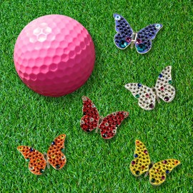 Bonjoc Premium Crystal Golf Ball Marker with Magnetic Hat Clip Butterflies (Orange) | Perfect Golf Accessories, Golf Gift, and Golf Giveaway for Men Women with add-ons Available!