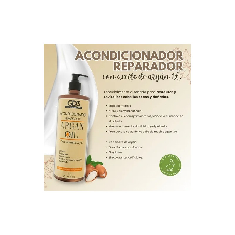 Kit Gd3 Argan Oil Shampoo 1 L Acondicionador 1 L