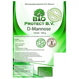D-Mannose Premium Powder 100 g Bio Protect without Additives, Vegan, Pure and High Dose Laboratory Tested Natural, Vegan, GMO-Free from Vegetable Fermentation