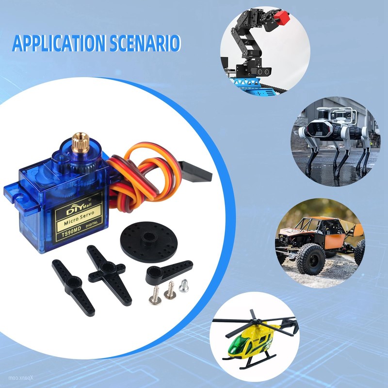 RCmall 4Pcs TS90MD 2kg.cm Micro Servo Motor Set Adjustable SpeedAngle