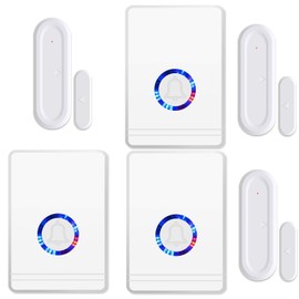 Door Chime, Wireless Door Alarm Contact Sensor with Adjustable Volume LED Flash, Easy installation, 48 Chimes 1000ft Range, Magnetic Door Open Chime for Business/Home/Store when Entering,3PK